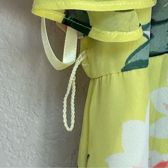 Eliza J Women’s 0 Yellow Floral Halter Pleated Popover Tiered Flowy Maxi Dress - Picture 6 of 8